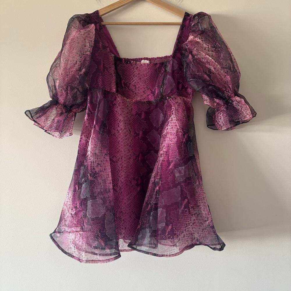 Buddy Love Women's Sz M Betsy Puff Sleeve Babydoll Dress Preppy Country Glam NWT - Picture 9 of 15